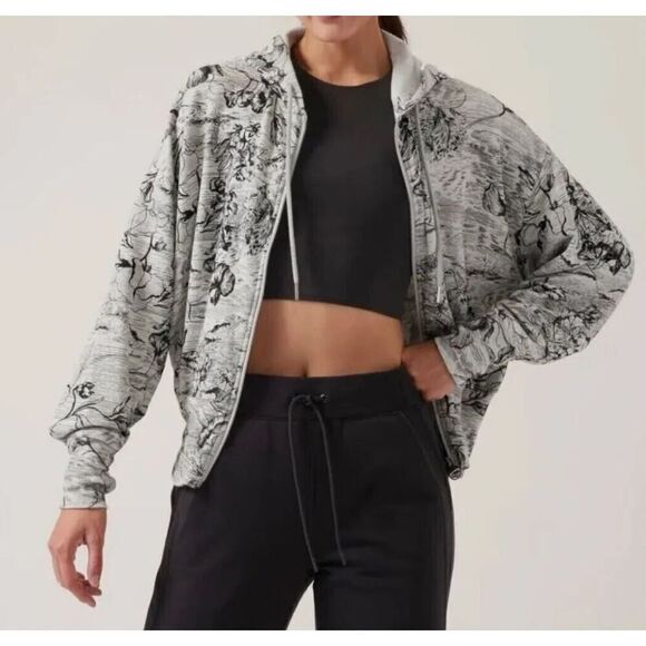 ATHLETA Balance Eden Floral Zipped Jacket Hoodie Sweatshirt Sz M - Picture 1 of 8